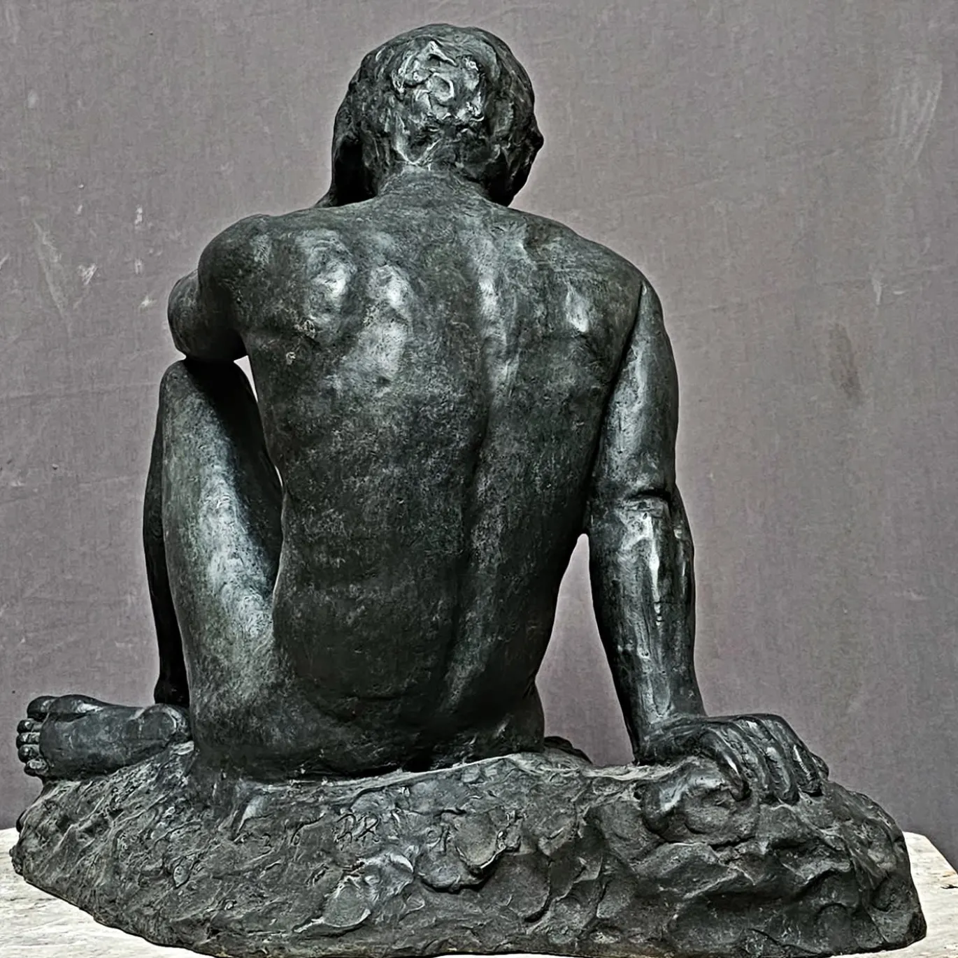 Scultura Il Pensatore in Bronzo Verde