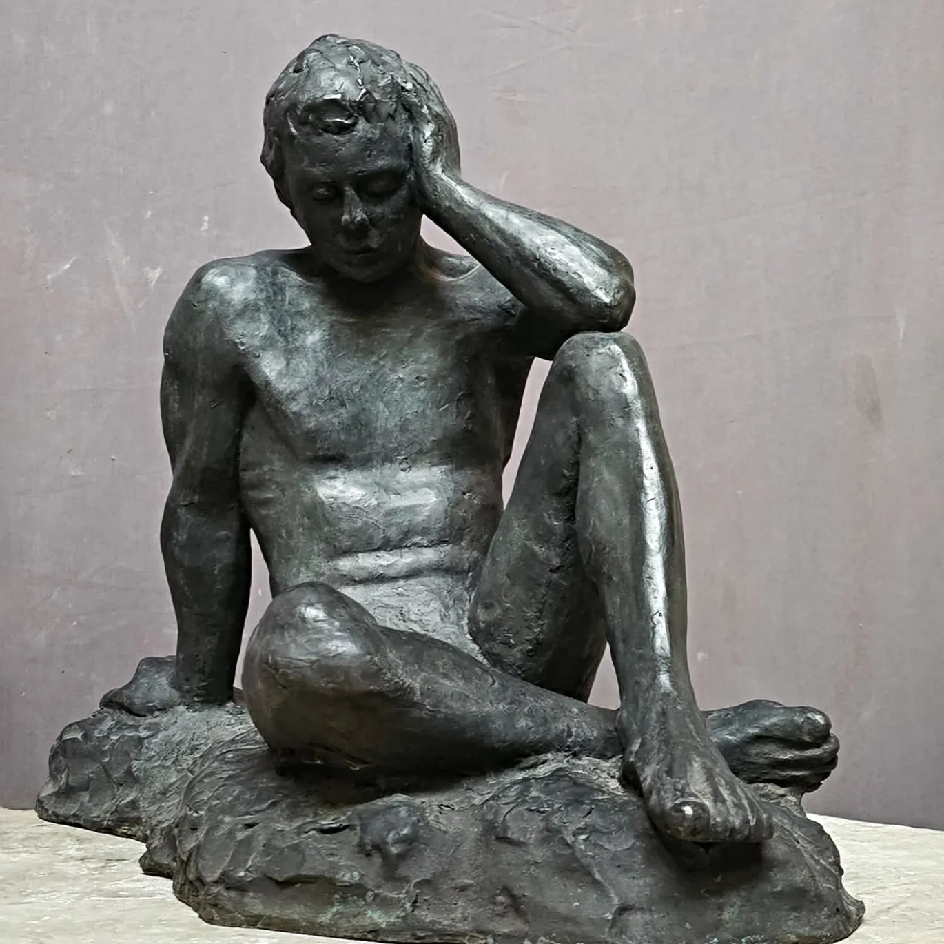 Scultura Il Pensatore in Bronzo Verde