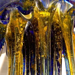 Scultura in Vetro Arancione Brillante e Blu