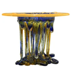 Scultura in Vetro Arancione Brillante e Blu
