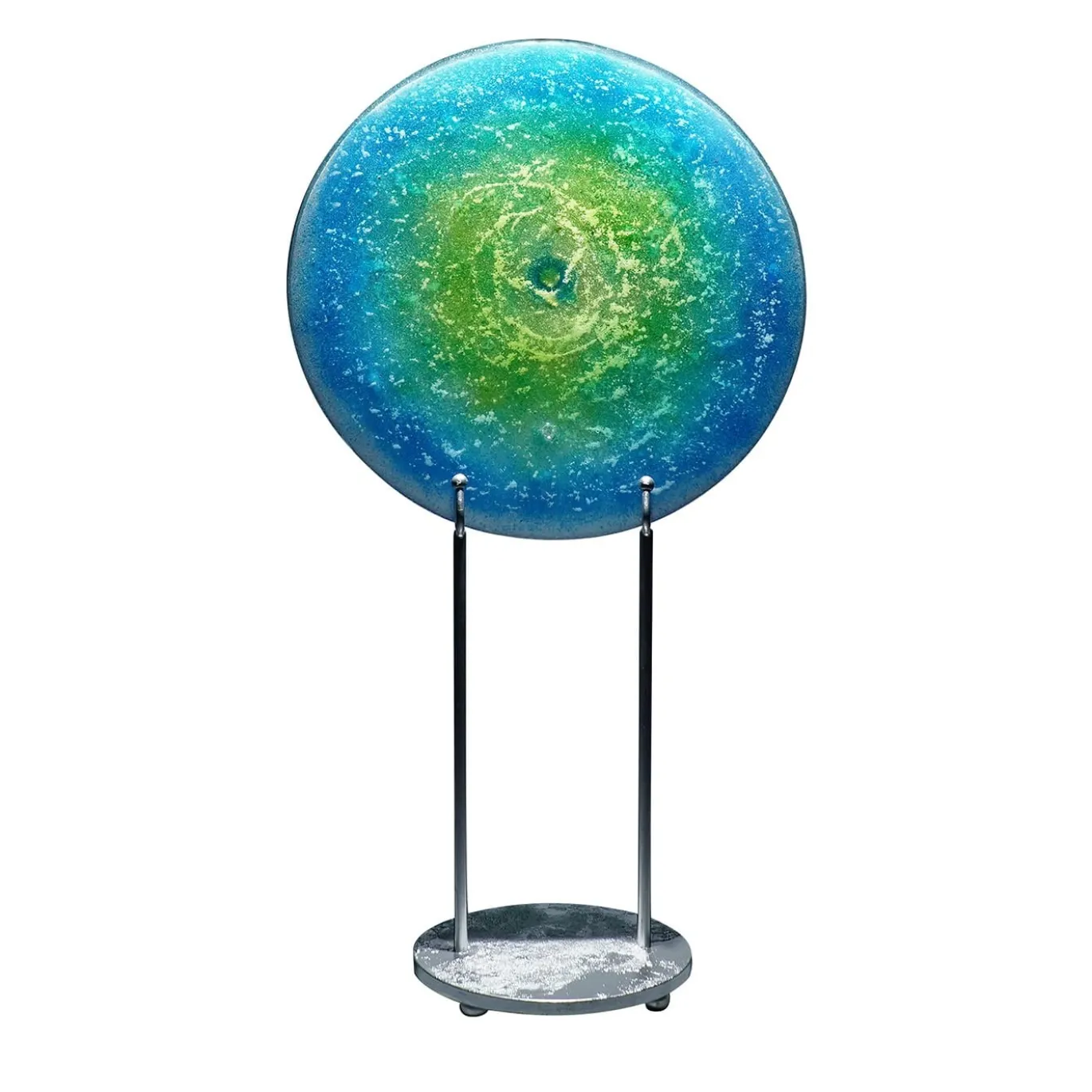 Scultura in vetro blu e verde fluorescente Nebulosa