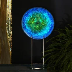 Scultura in vetro blu e verde fluorescente Nebulosa