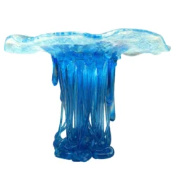 Scultura in vetro di Murano blu Tigrata