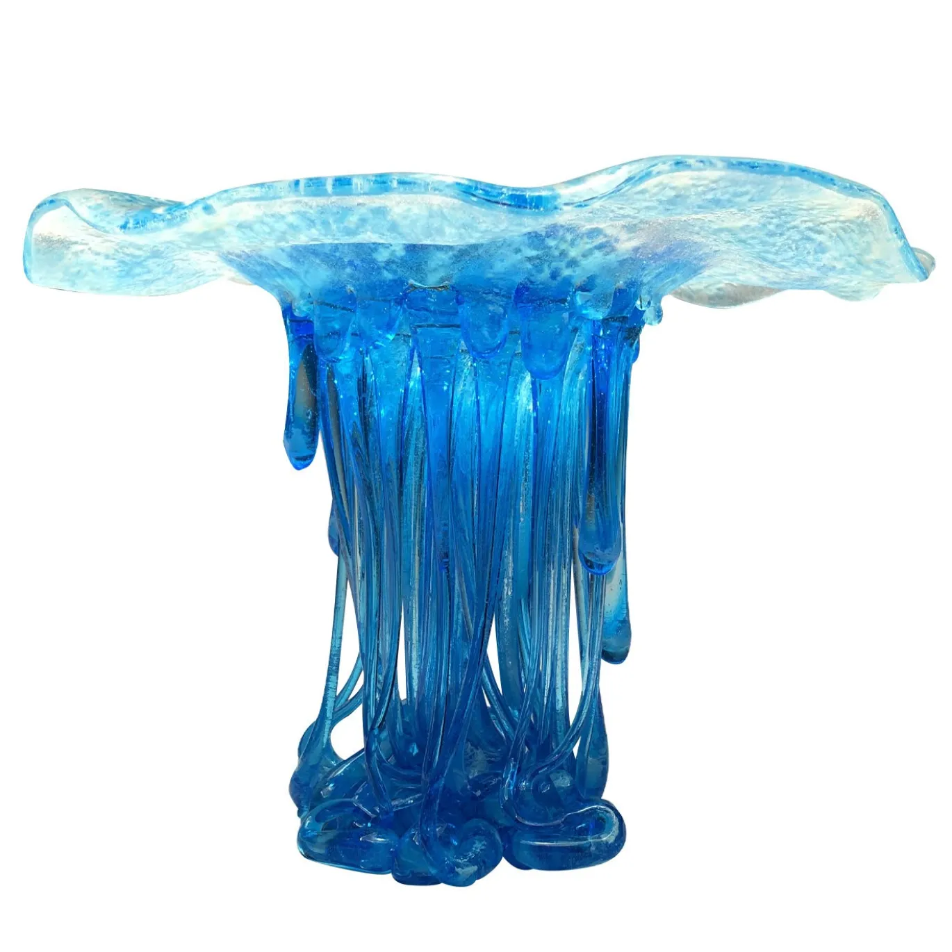 Scultura in vetro di Murano blu Tigrata