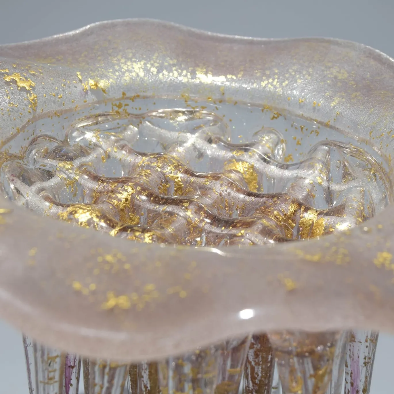 Scultura in Vetro Rosa Chiaro e Oro