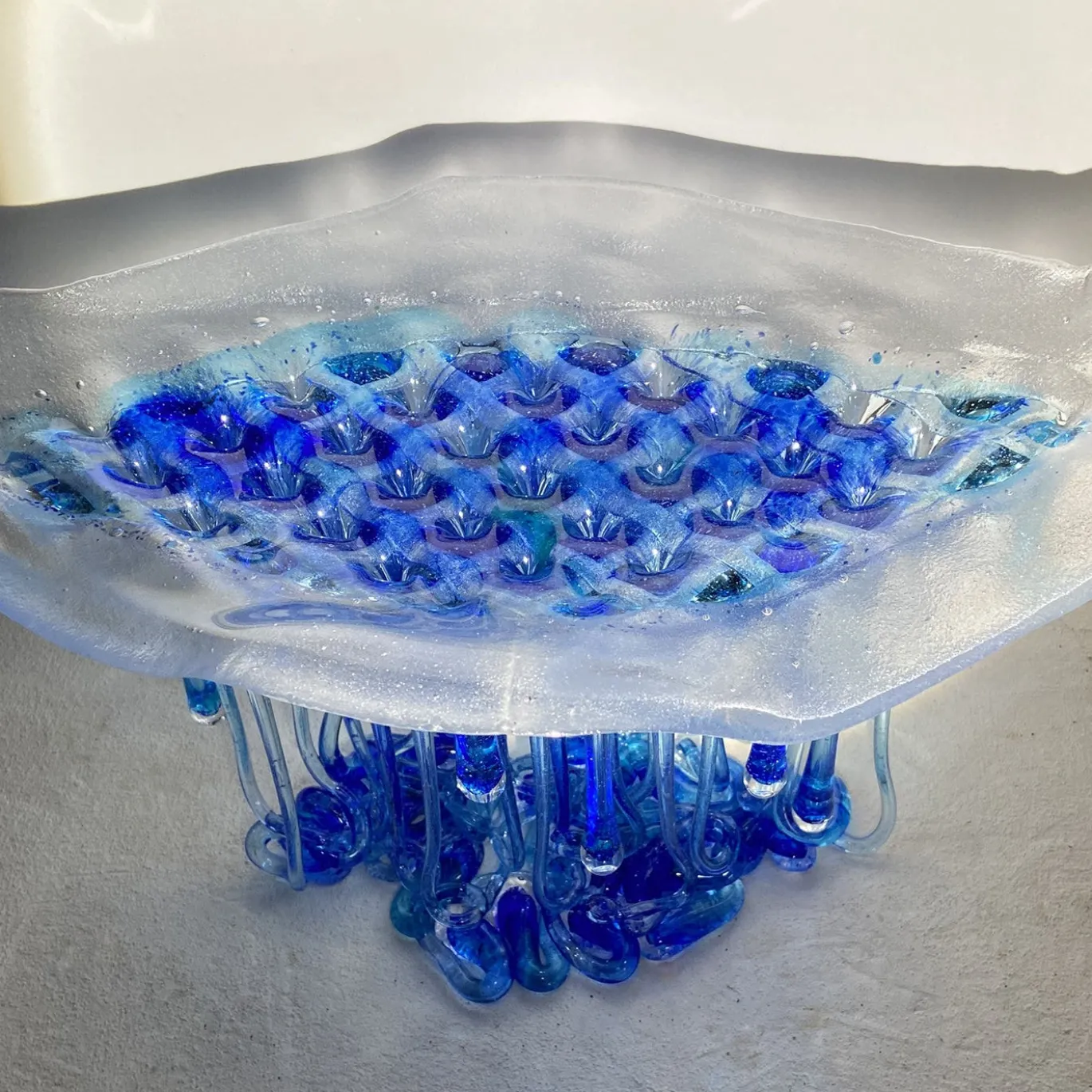 Scultura Mille Gocce Blu in vetro