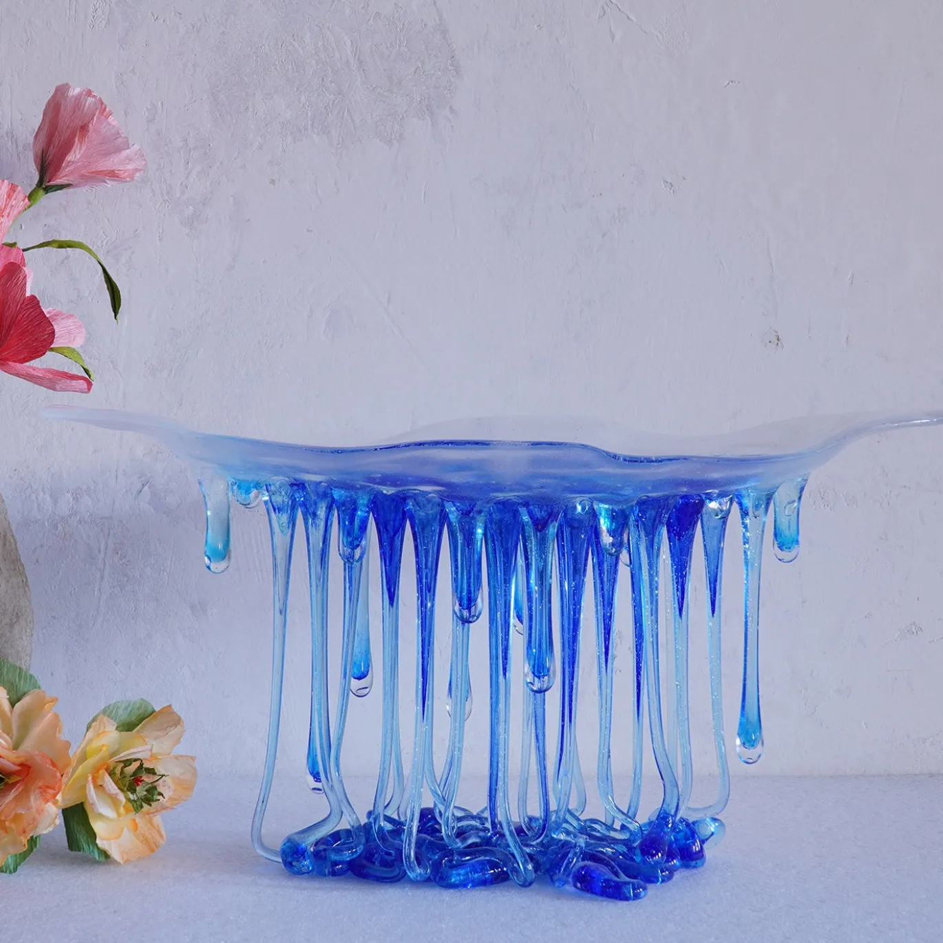 Scultura Mille Gocce Blu in vetro