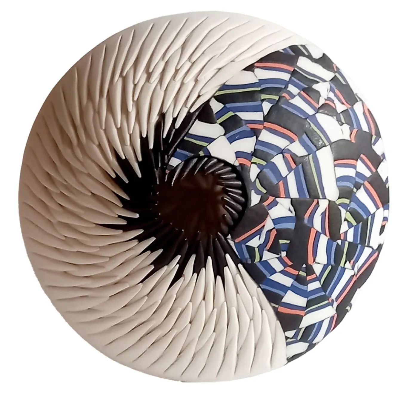 SCULTURA MURALE DI RICCIO DI MARE - NERO E ARANCIONE