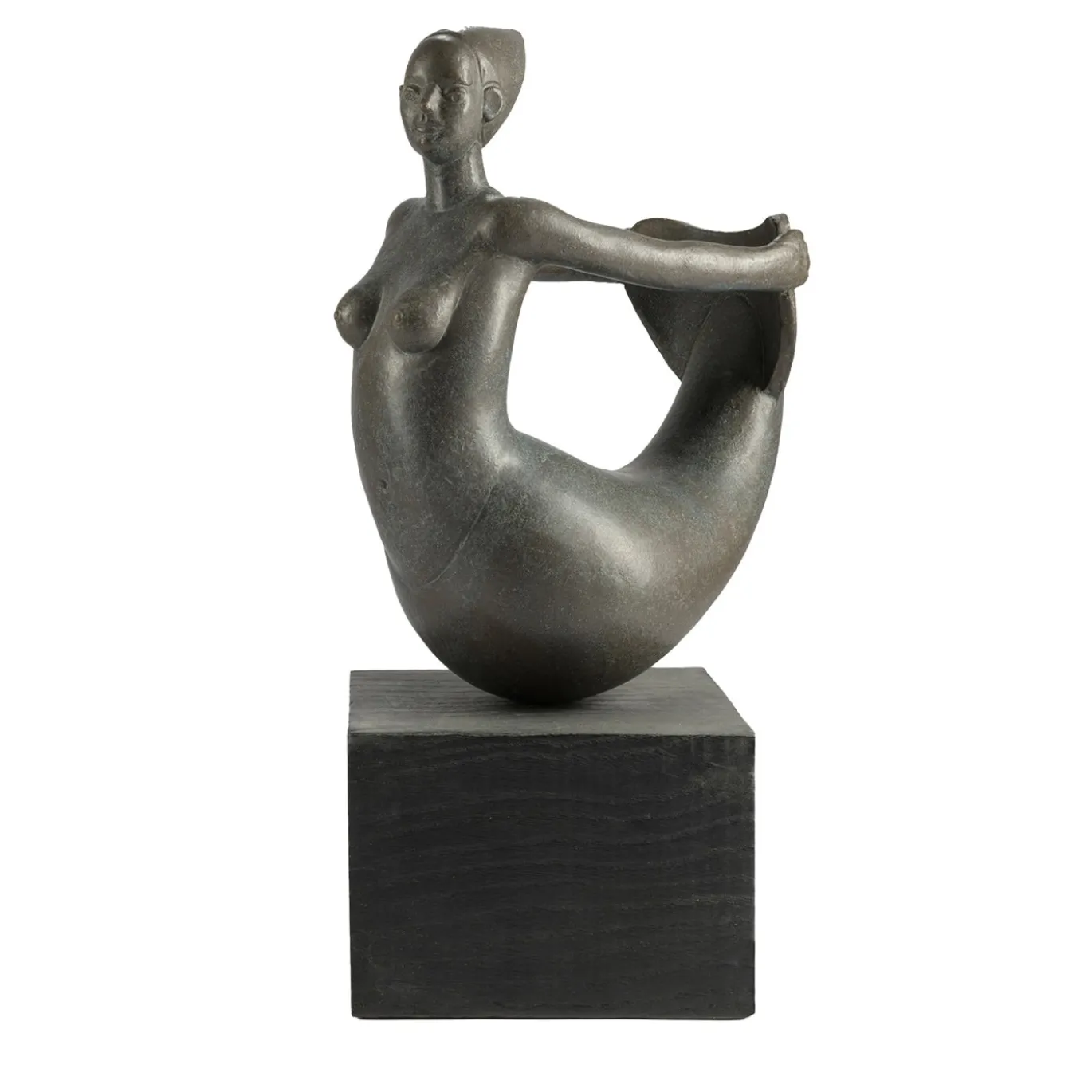 Scultura Partenope in gres smaltato bruno
