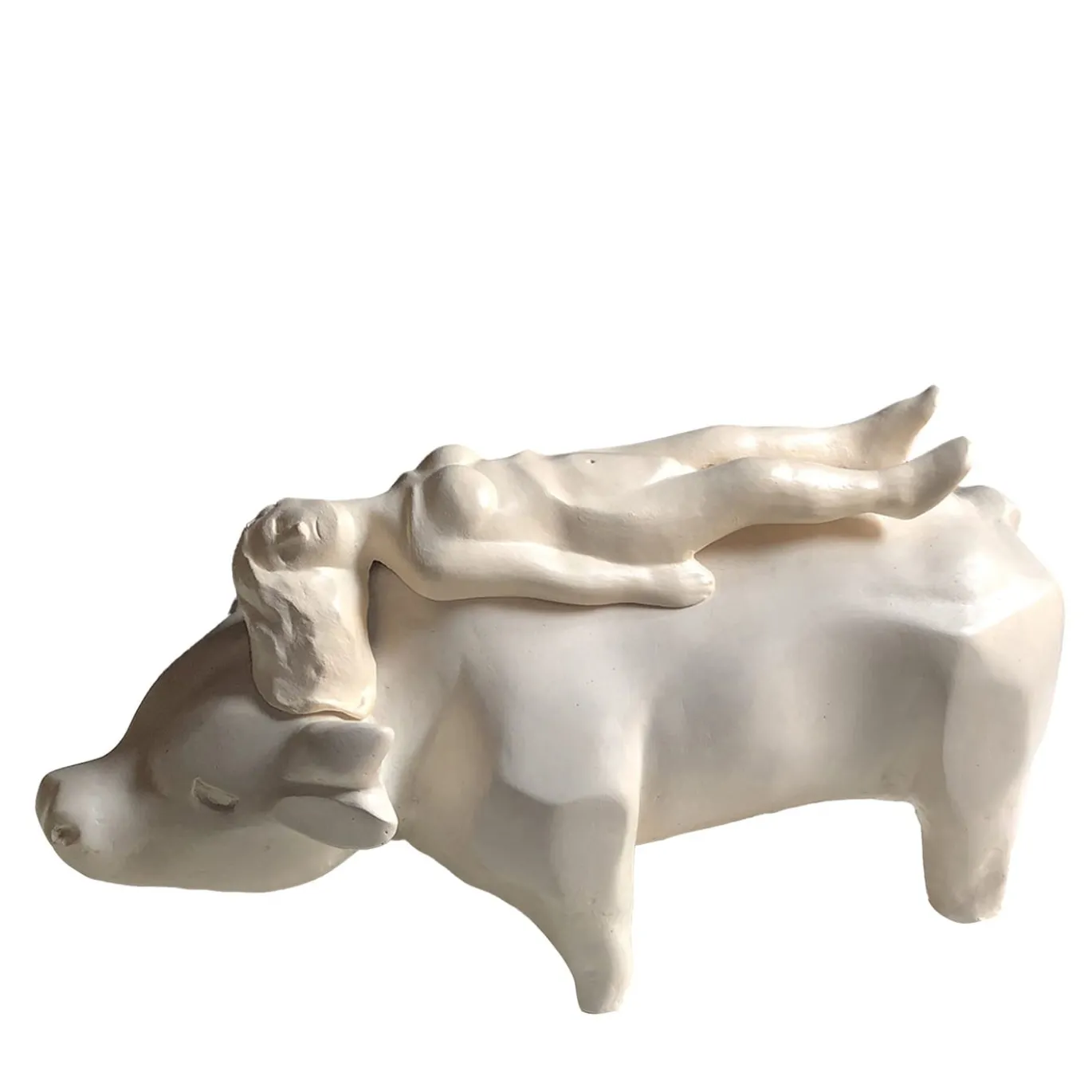 Scultura Pasifae in Ceramica Bianca
