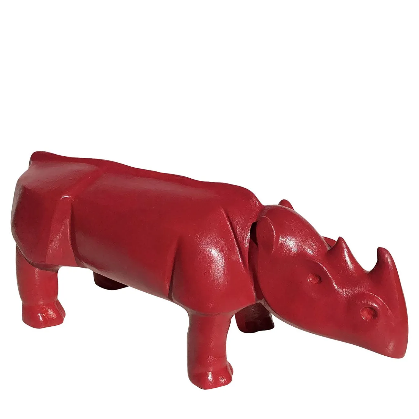 Scultura Rinoceronte in Ceramica Rossa