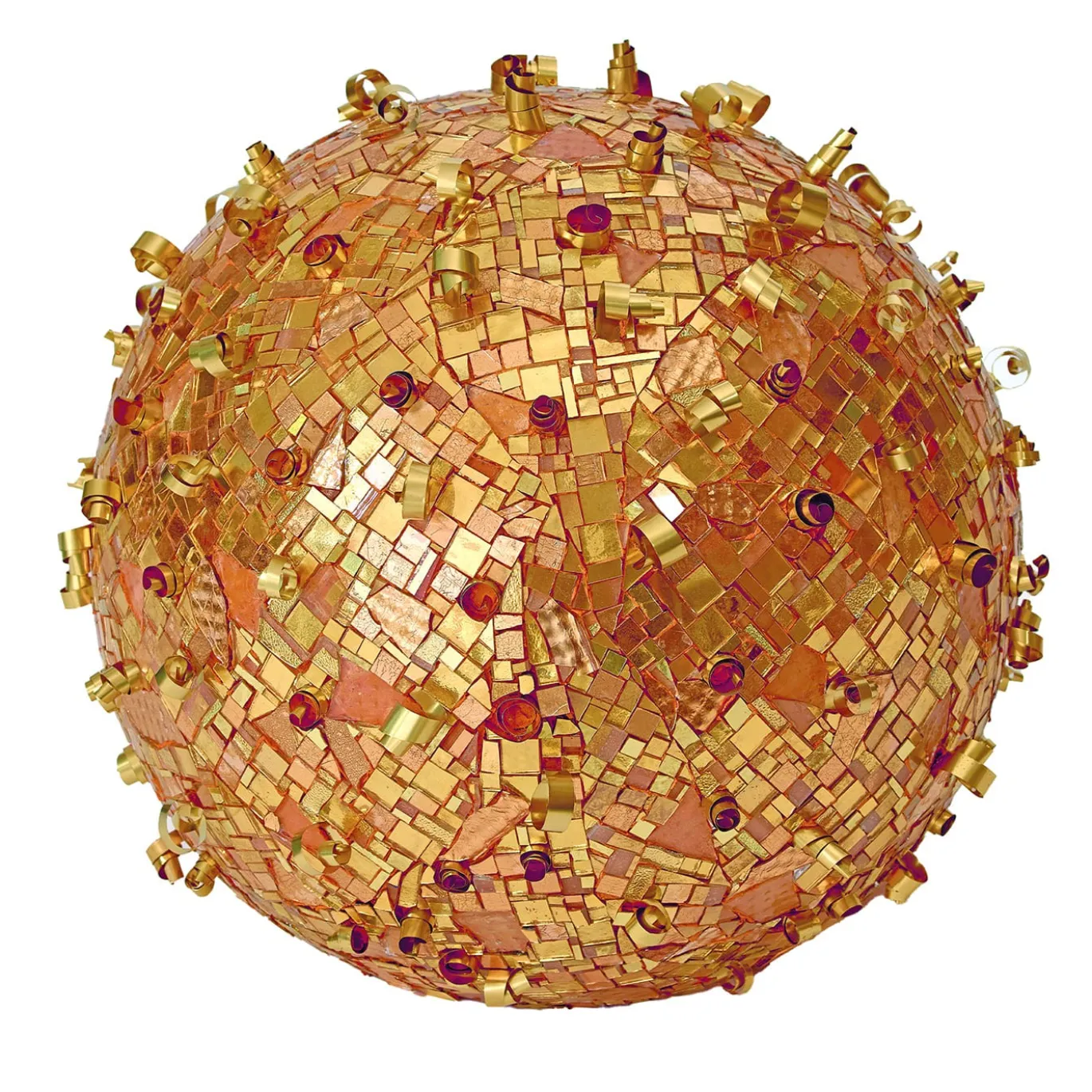Scultura sferica in mosaico dorato Transizione