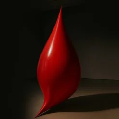 Scultura Shitataru in acciaio inox a goccia rossa lucida