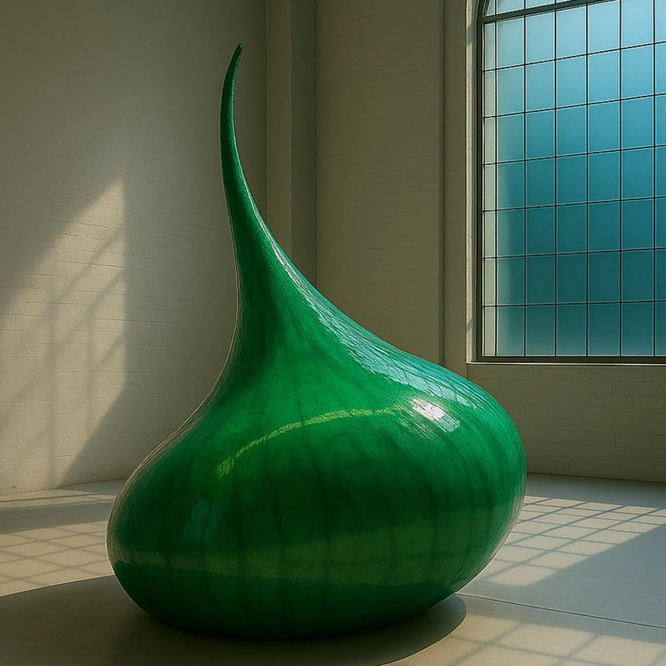 Scultura Tamanegi in acciaio inossidabile verde