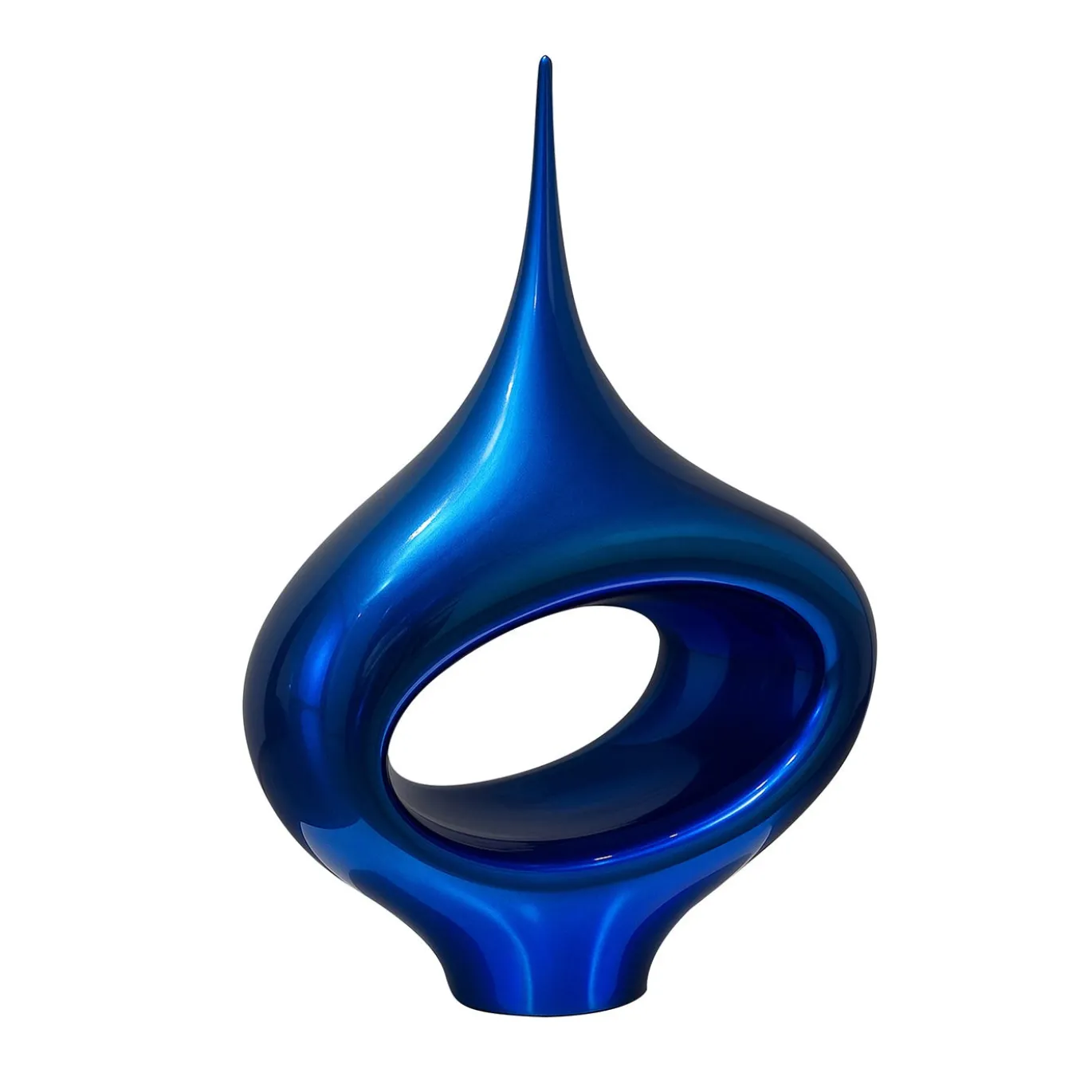 Scultura Tamanegi in acciaio inossidabile lucidato blu