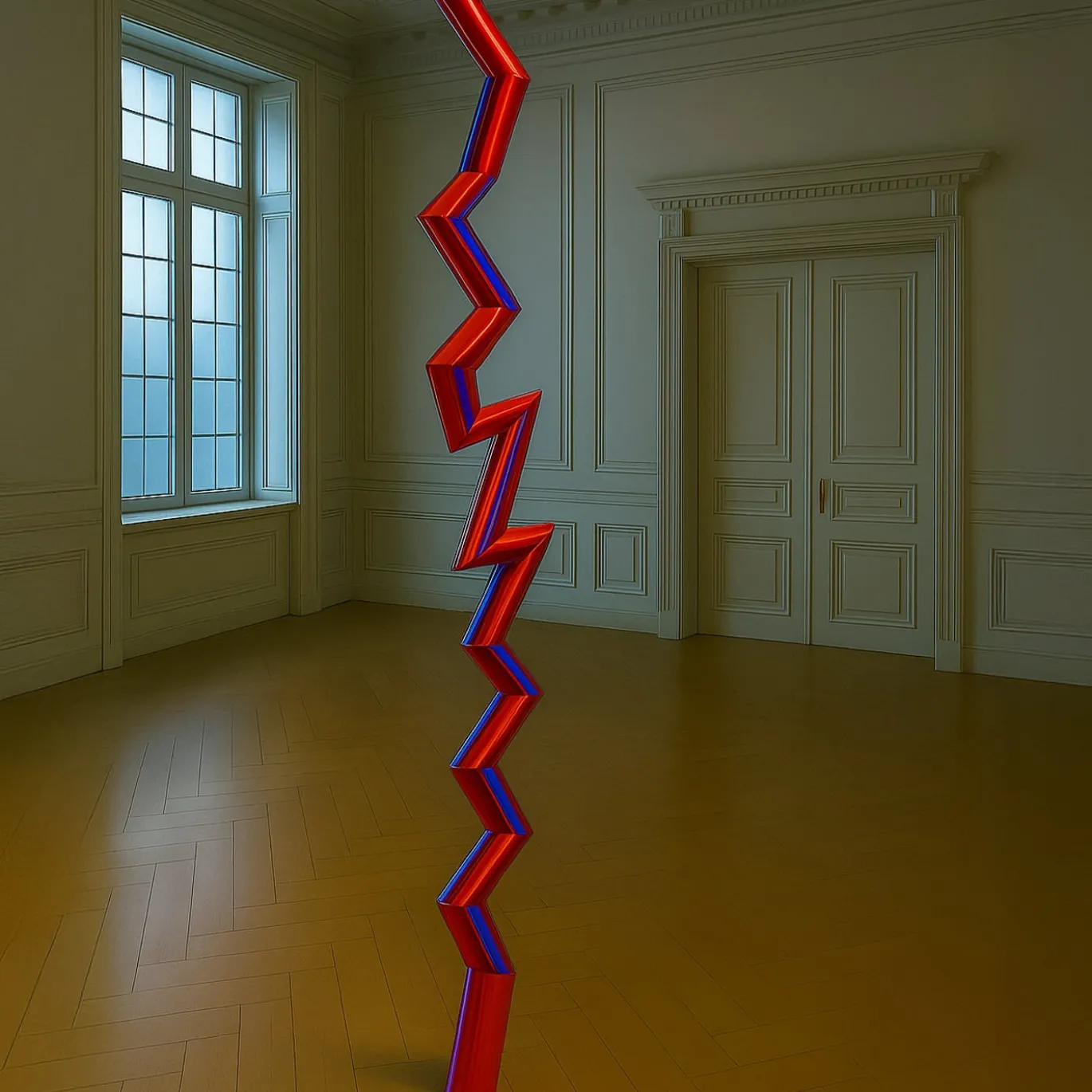 Scultura Vibra in acciaio inossidabile rosso lucidato