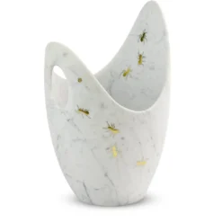 Secchiello da champagne con formiche in marmo bianco