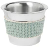 Secchiello da champagne in pelle e rattan verde Mentone