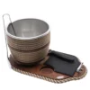 Secchiello per ghiaccio beige con base, pinze e coltello