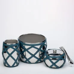 Secchiello per ghiaccio Escher Amalfi Blue con pinze per ghiaccio