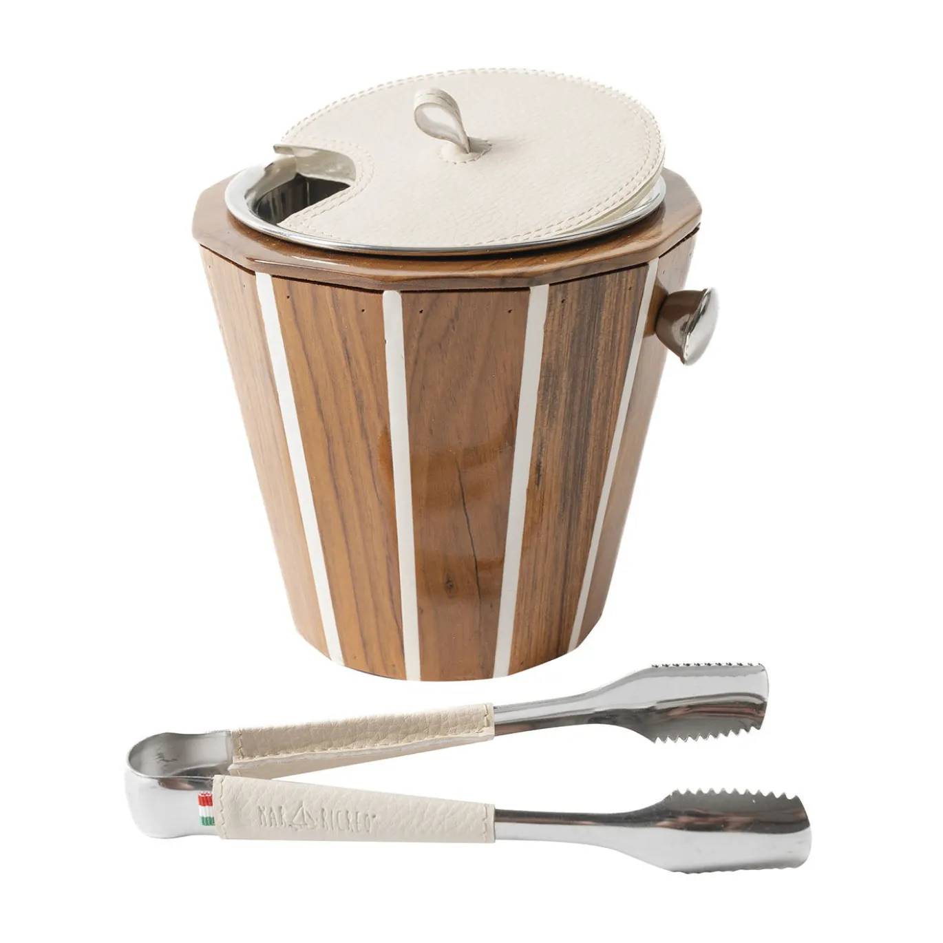 Secchiello per ghiaccio LD in teak con coperchio e pinze