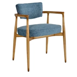Sedia Angelica in tessuto azzurro e legno di faggio