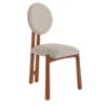Sedia Anna in Tessuto Beige con Finitura in Legno di Ciliegio