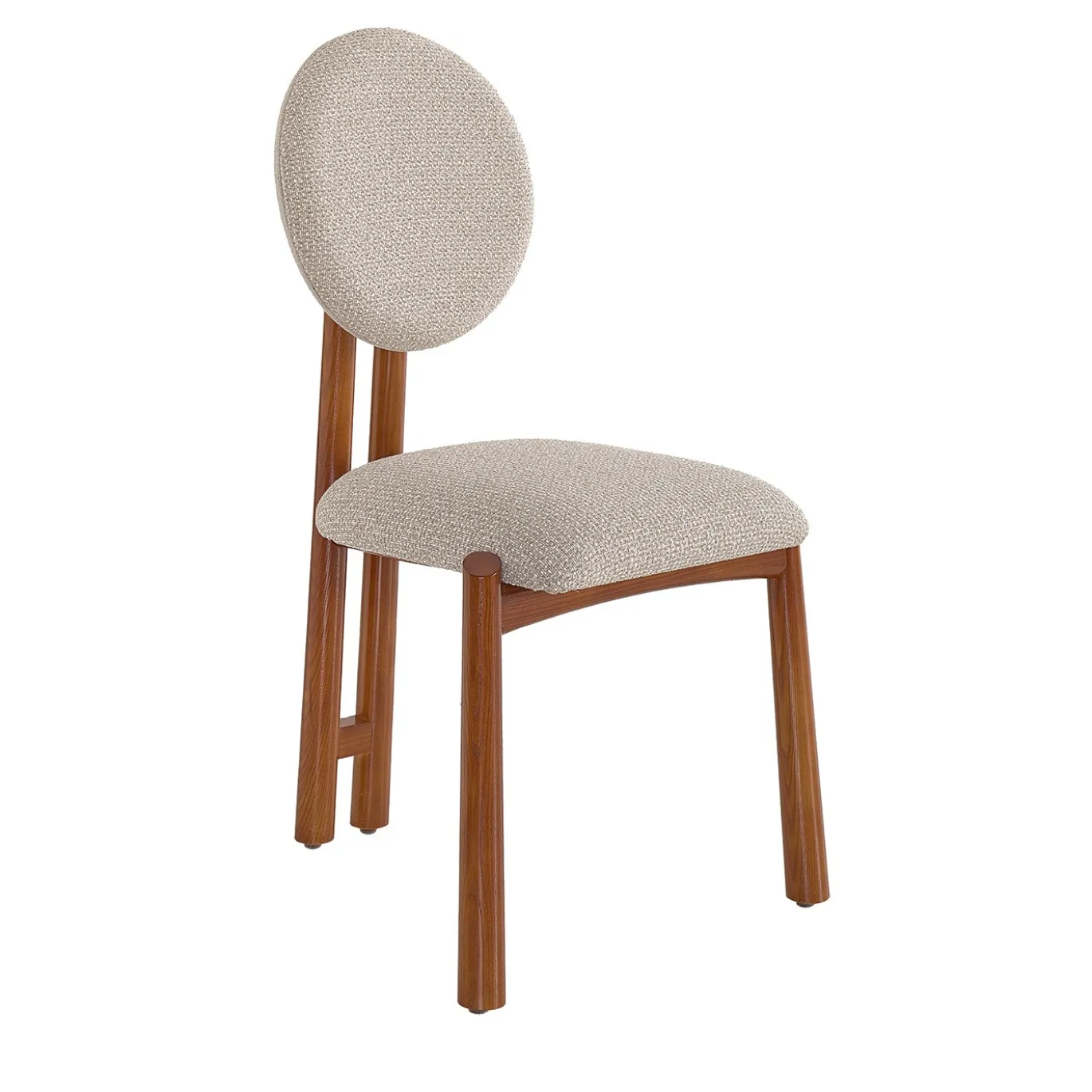 Sedia Anna in Tessuto Beige con Finitura in Legno di Ciliegio