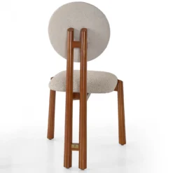 Sedia Anna in Tessuto Beige con Finitura in Legno di Ciliegio
