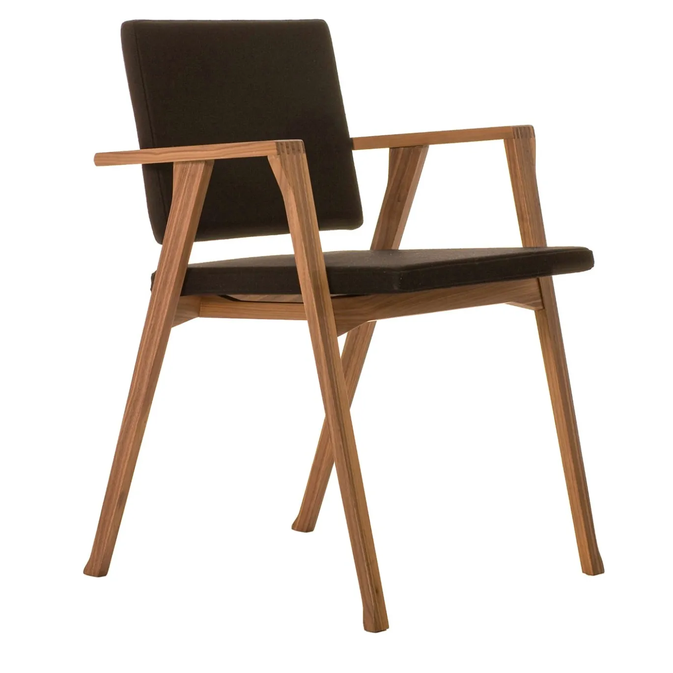 Sedia Luisa in Noce e Rivestimento Nero di Franco Albini