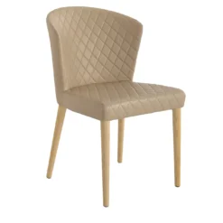 Sedia Mila in Similpelle trapuntata Beige
