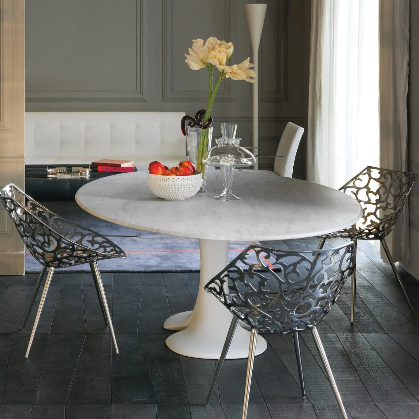 Sedia Miss Lacy Traforata in Acciaio Inossidabile Argento di Philippe Starck