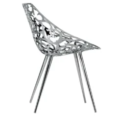 Sedia Miss Lacy Traforata in Acciaio Inossidabile Argento di Philippe Starck