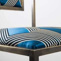 Sedia quadrata in ottone Funky Stripes