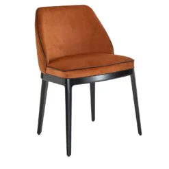 Sedia Xara in velluto ruggine con gambe laccate nere