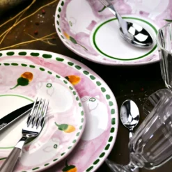 Servizio da Tavola Cortile 18 Pezzi in Ceramica Rosa