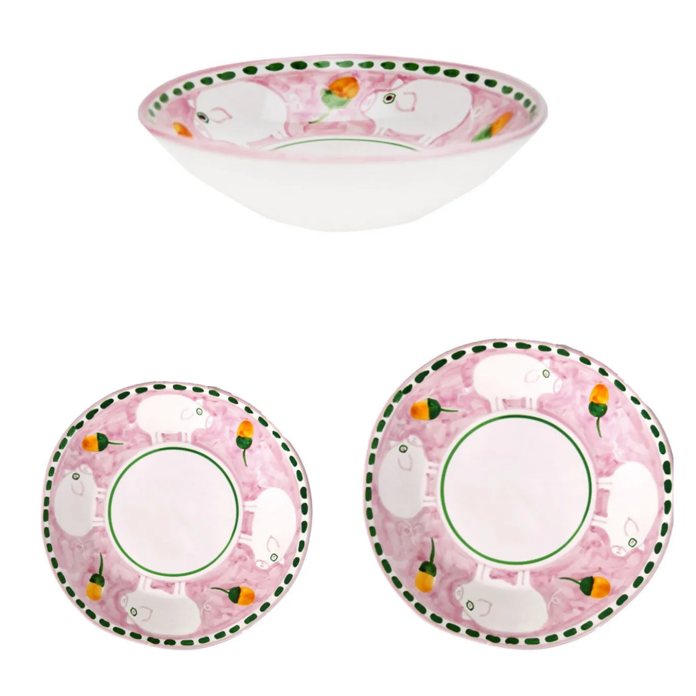 Servizio da Tavola Cortile 18 Pezzi in Ceramica Rosa