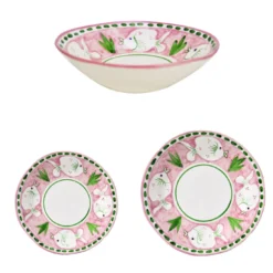 Servizio da Tavola Poseidon 18 Pezzi in Ceramica Rosa