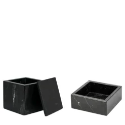 Set composto da un vassoio e una scatola in marmo nero Marquina
