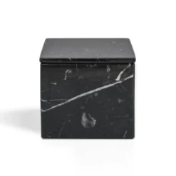 Set composto da un vassoio e una scatola in marmo nero Marquina