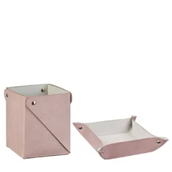 Set con vide poche e scatola miu in pelle color ostrica e rosa cenere