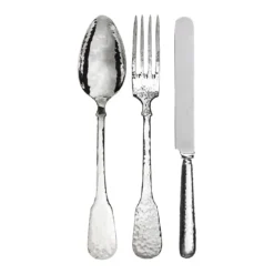 Set cucchiaio + forchetta + coltello in argento sterling Troiana per due persone