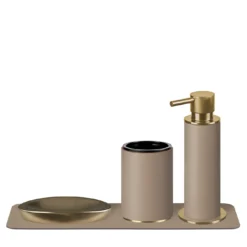 Set da bagno color cappuccino con dettagli in oro