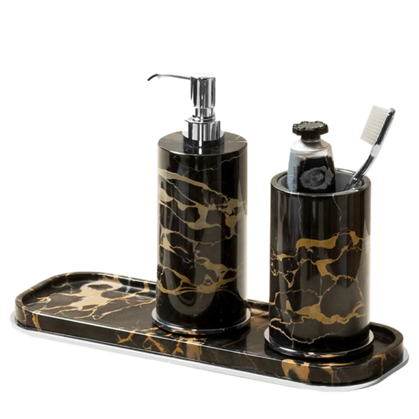 Set da bagno in marmo nero Positano