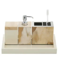 Set da bagno Iris 4 pezzi avorio e corno