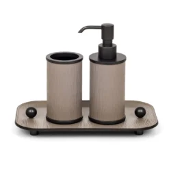 Set da bagno Olimpia 5 pezzi in pelle taupe