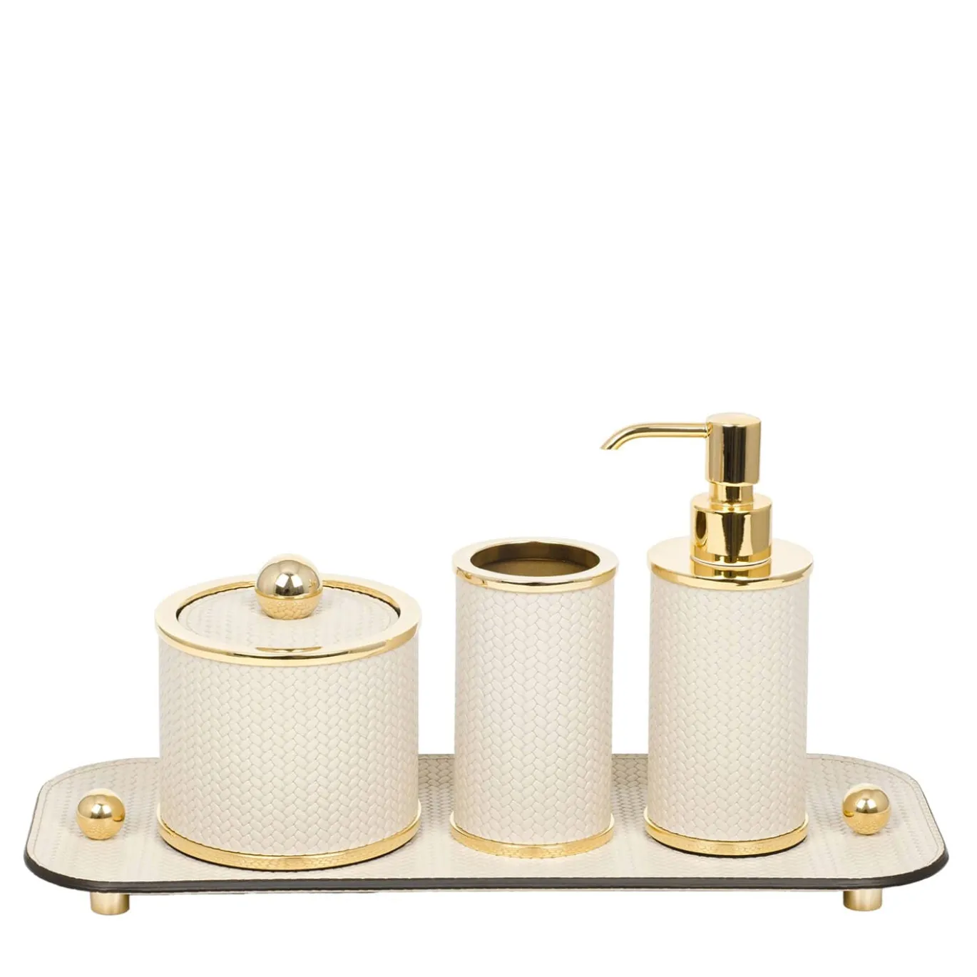 Set da bagno Olimpia 4 pezzi in pelle crema