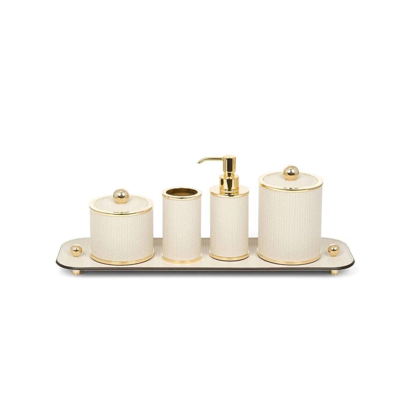 Set da bagno Olimpia 4 pezzi in pelle crema