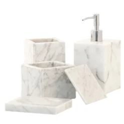 Set da bagno 4 pezzi in marmo bianco