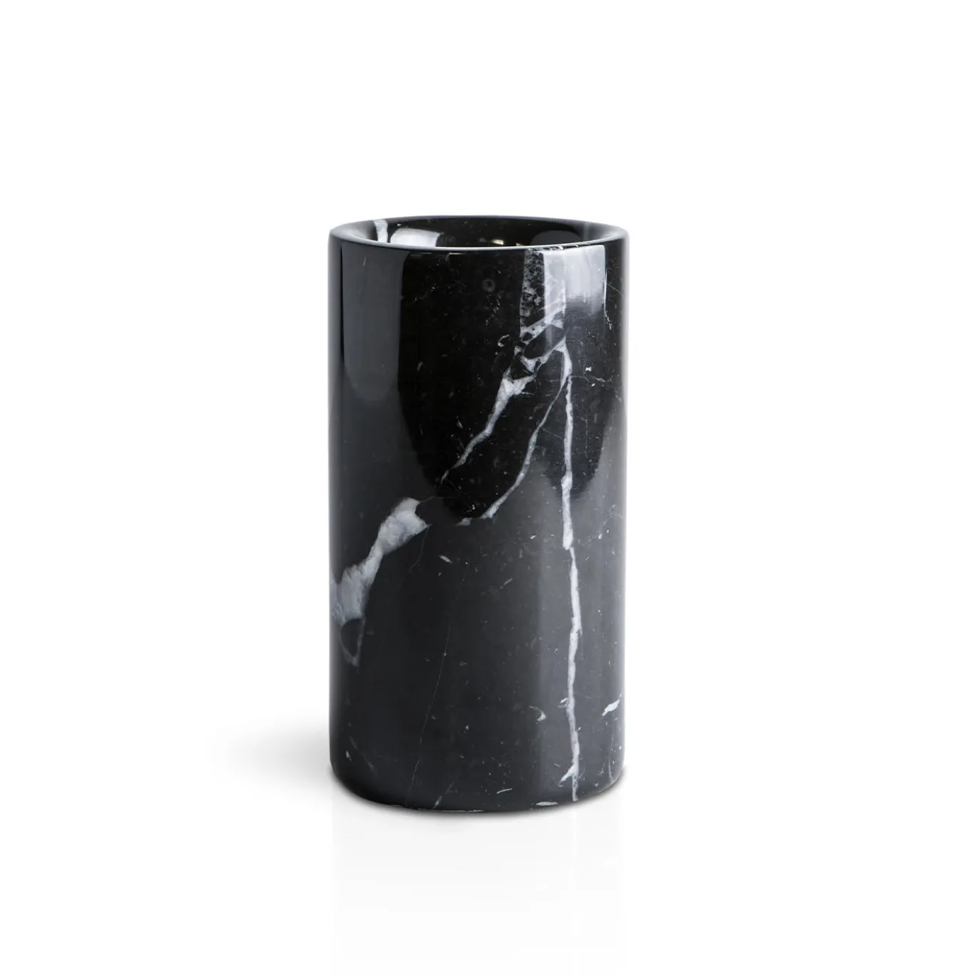 Set da bagno rotondo in marmo nero Marquina